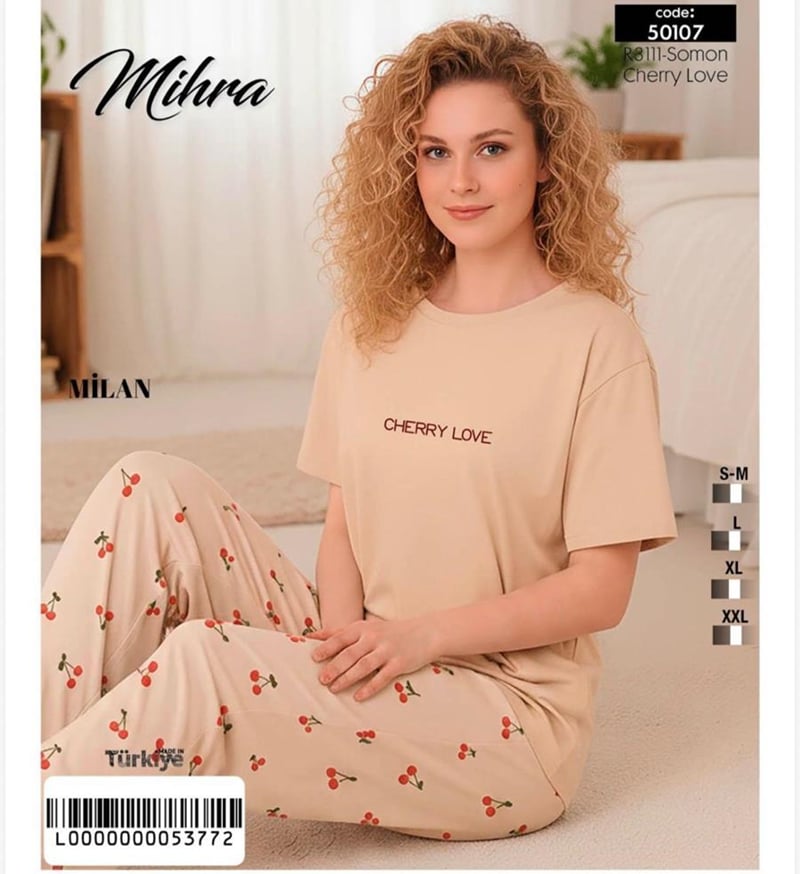 Mihra 50107-R3111 Kadın Bambu Kısa Kol Pijama Takımı