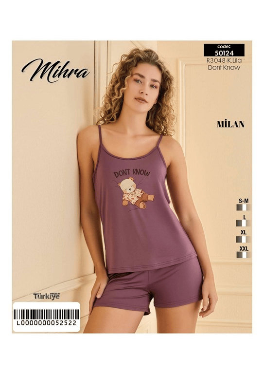 Mihra 50124-R3048 Kadın Bambu Milan Atlet Şort Takımı