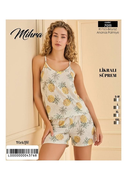 Mihra 70111-R1765 Kadın Bambu Digital Süprem Şortlu Atlet Takımı