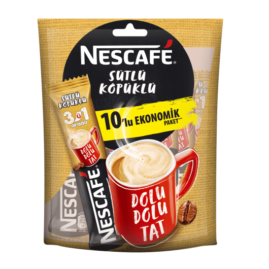 NESCAFE 3'Ü 1 ARADA SÜTLÜ KÖPÜKLÜ 10 X 17,4 GR
