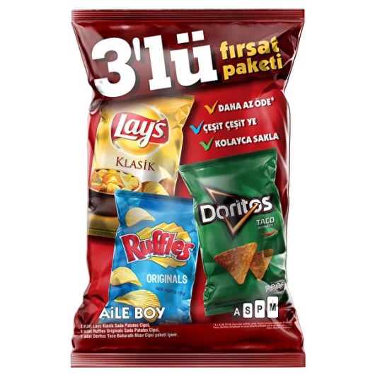 RUFFLES DORITOS 3 AL 2 ÖDE 60 GR.