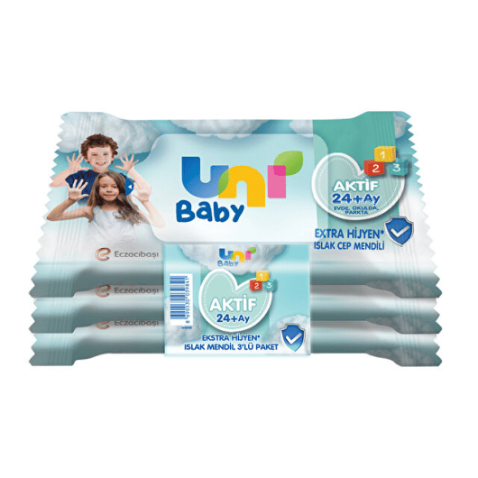 UNİ BABY AKTİF CEP MENDİLİ 3X15 ADET