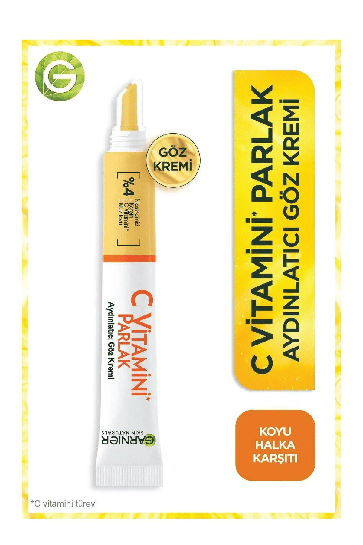 C Vitamini Aydınlatıcı Göz Kremi (Niasinamid + Kafein)