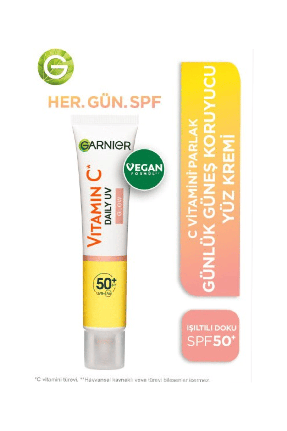 C Vitamini Parlak Günlük Güneş Koruyucu Fluid Yüz Kremi Işıltılı Doku SPF50+ 40ml