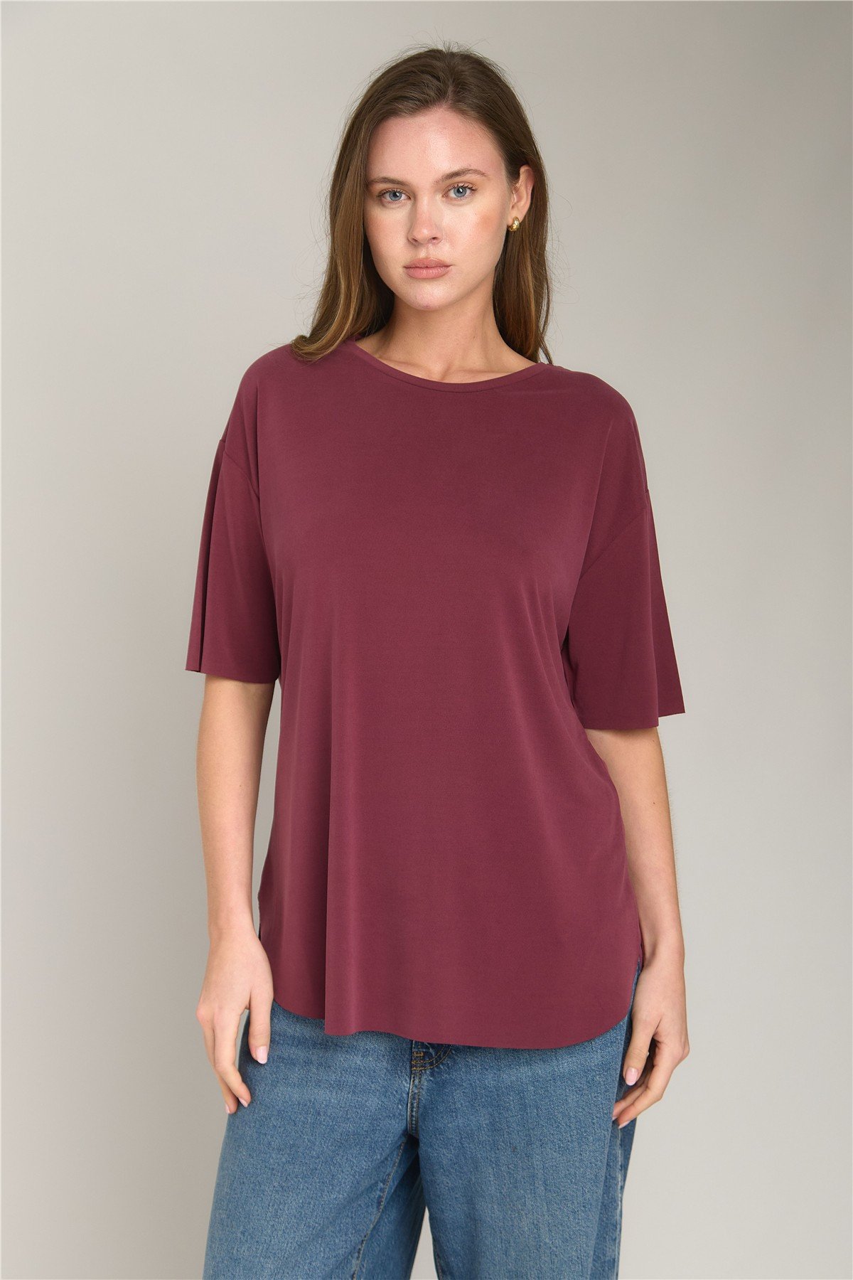 ADELE BASIC DİKİŞSİZ  TSHIRT - Bordo