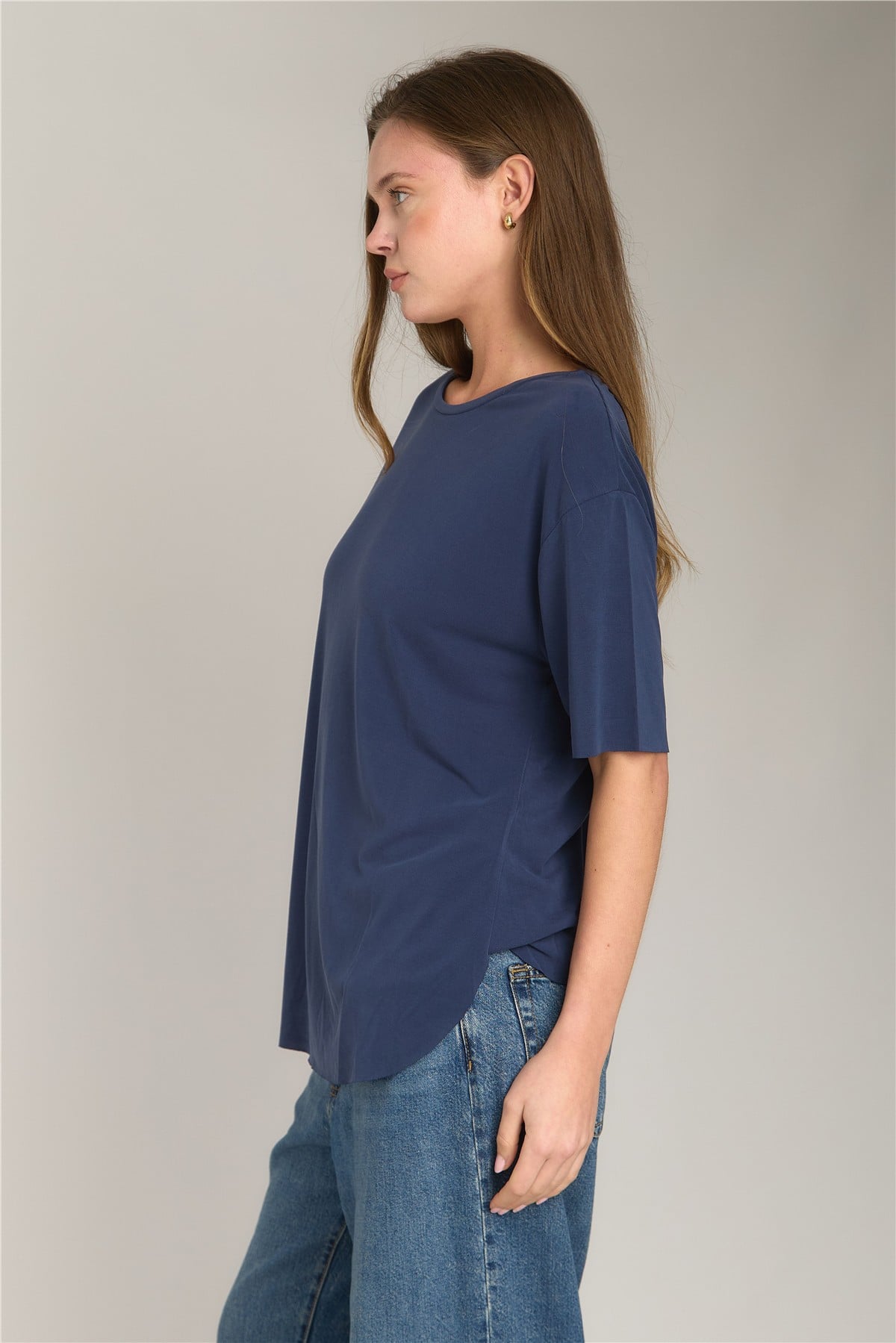 ADELE BASIC DİKİŞSİZ  TSHIRT - Lacivert