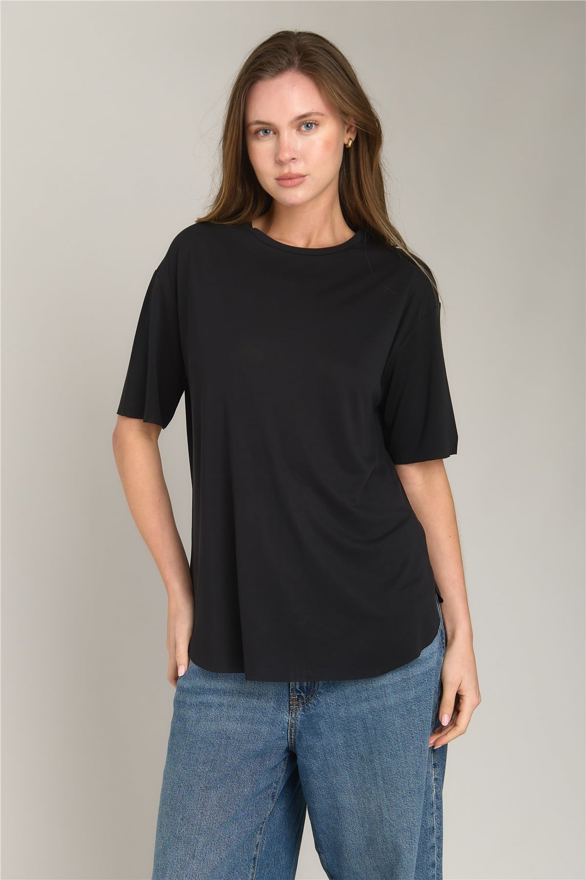 ADELE BASIC DİKİŞSİZ  TSHIRT - Siyah