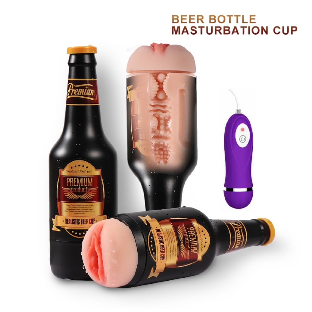 Beer Bottle 24 CM Titreşimli Realistik Yapay Vajina Masturbatör