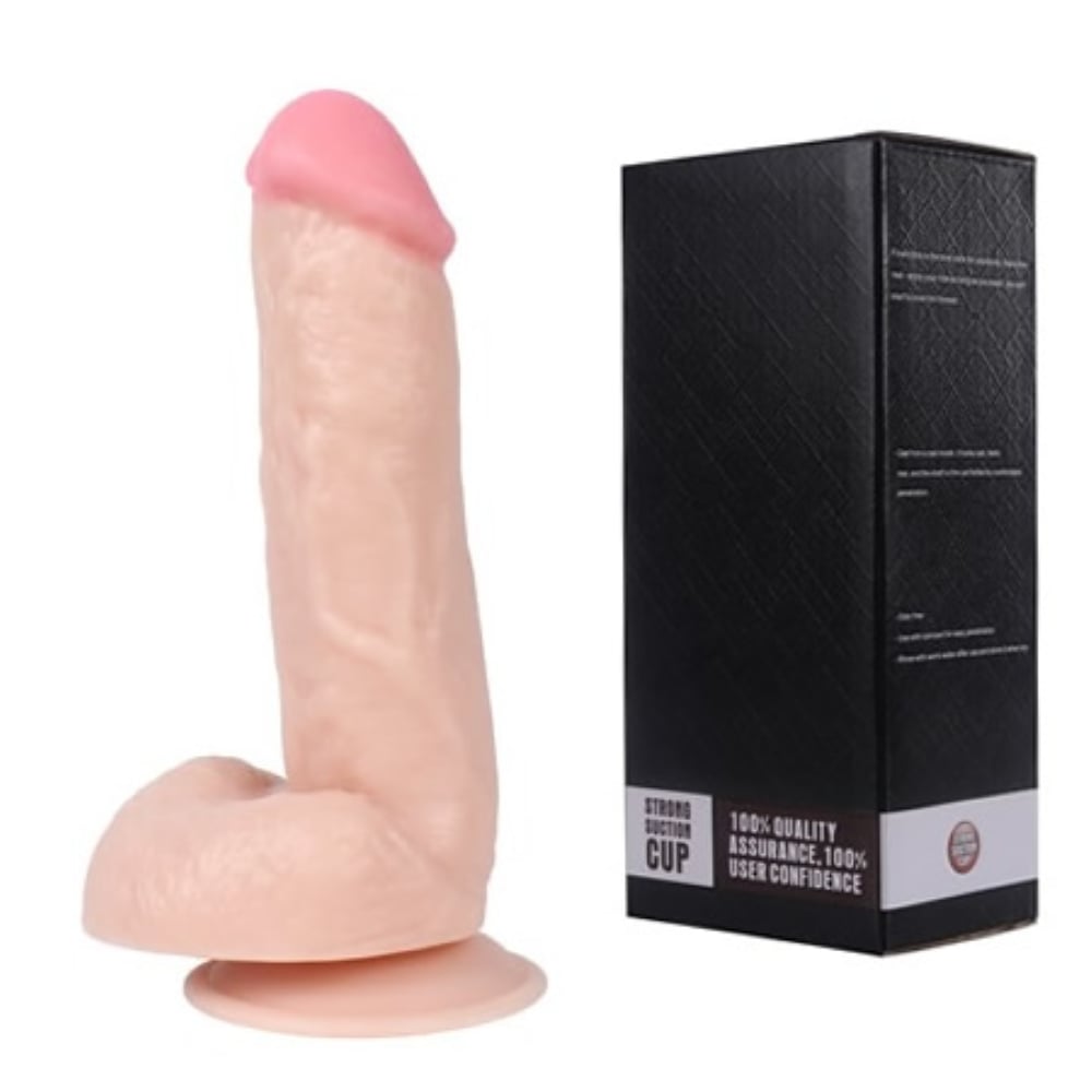 Lukes 18 CM Et Dokusu Süper Realistik Penis Vantuzlu Kalın Dildo