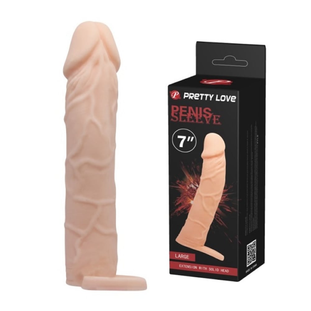 Extended 5 CM Dolgulu Realistik Penis Kılıfı Uzatmalı Prezervatif