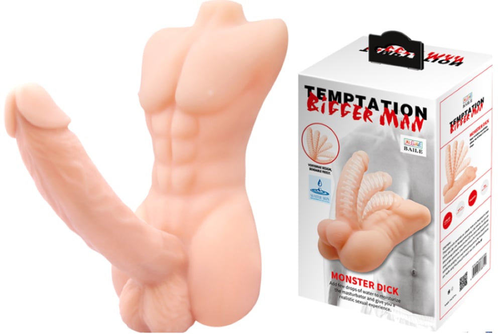 Yarım erkek Vücut Kendinden Kayganlaştırıcılı 19 cm Kıkırdaklı Penis