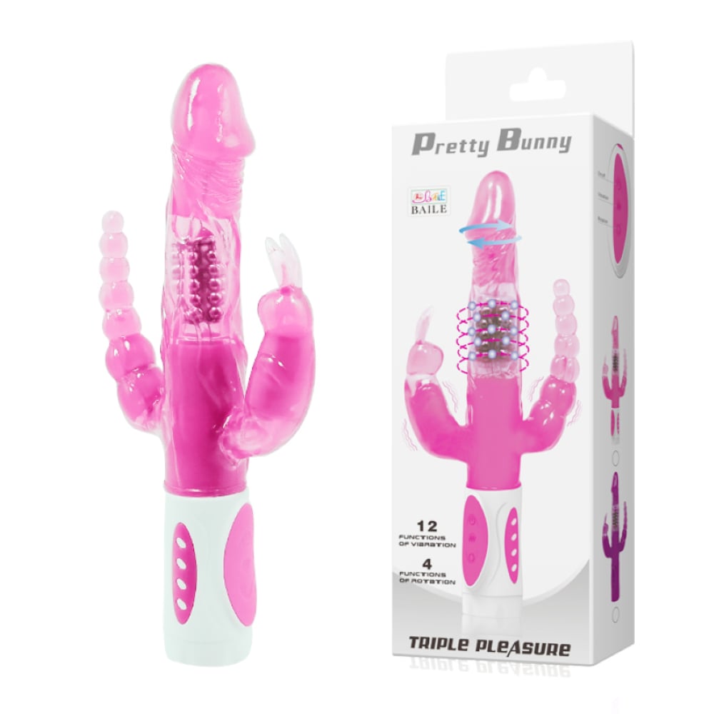Bunny Oynar Başlı 12 Titreşimli Teknolojik Vibratör Çatal Dildo
