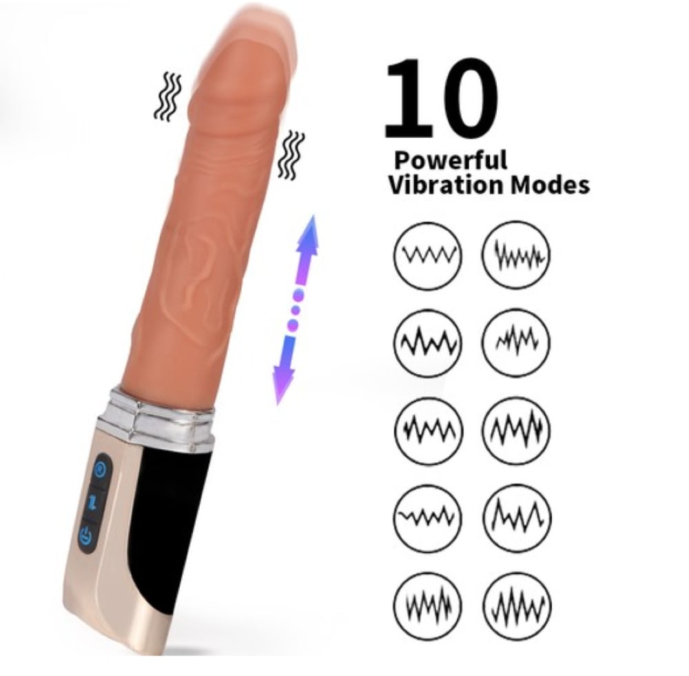 Süper Otomatik Damarlı Ileri Geri Hareketli 10 Farklı Titreşim Modlu Vibratör Penis