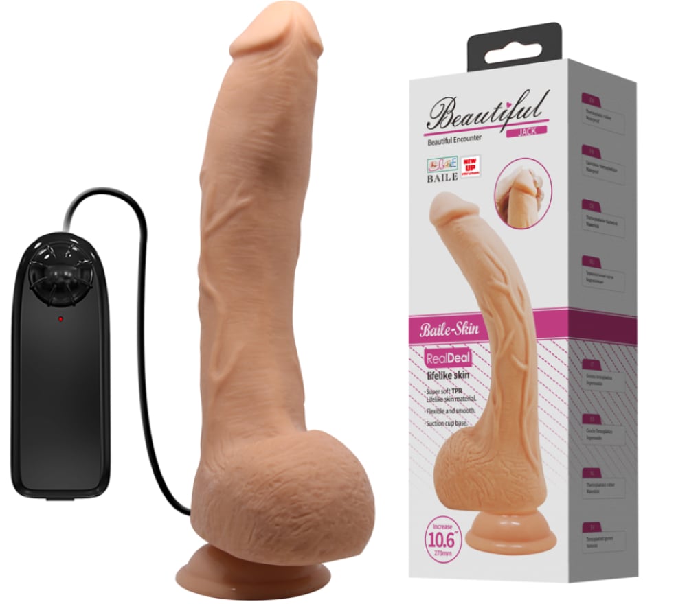26 Cm Titreşimli Realistik Damarlı Vantuzlu G-Spot Dildo Penis