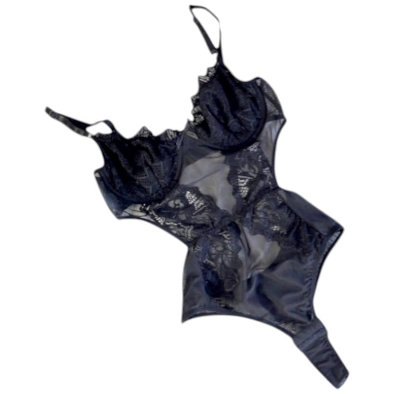 Fantezi Tül Dantelli Nakışlı İçi Boş  Bodysuit