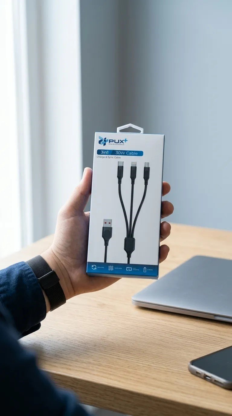 3İN1 30W KABLO 6A ÇIKIŞ 1.2M TYPE-C,MİCRO,LİGHTNİNG,USB