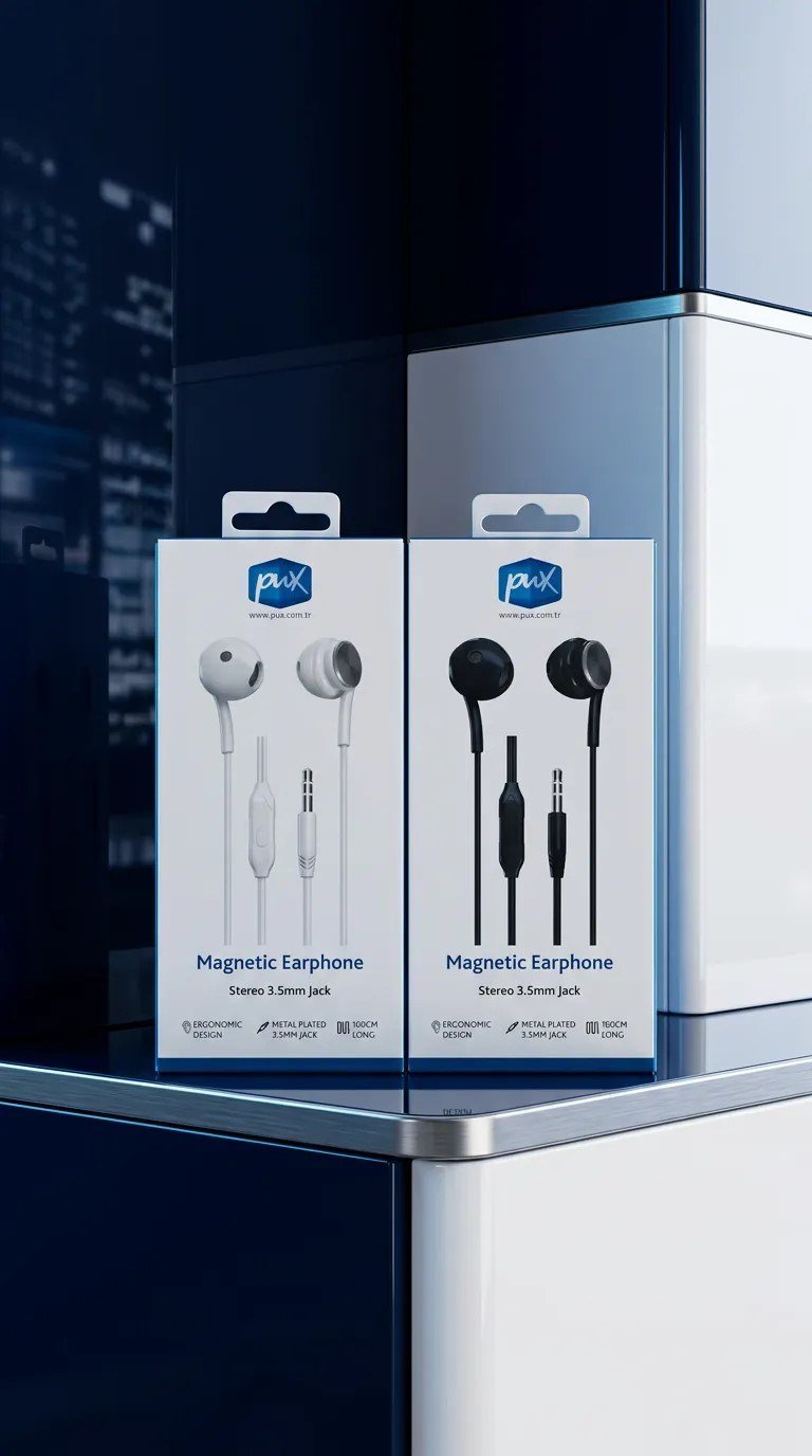 KULAK İÇİ KULAKLIK BEYAZ MIKNATISLI MAGNETİC EARPHONE STEREO 3.5 MM JACK 