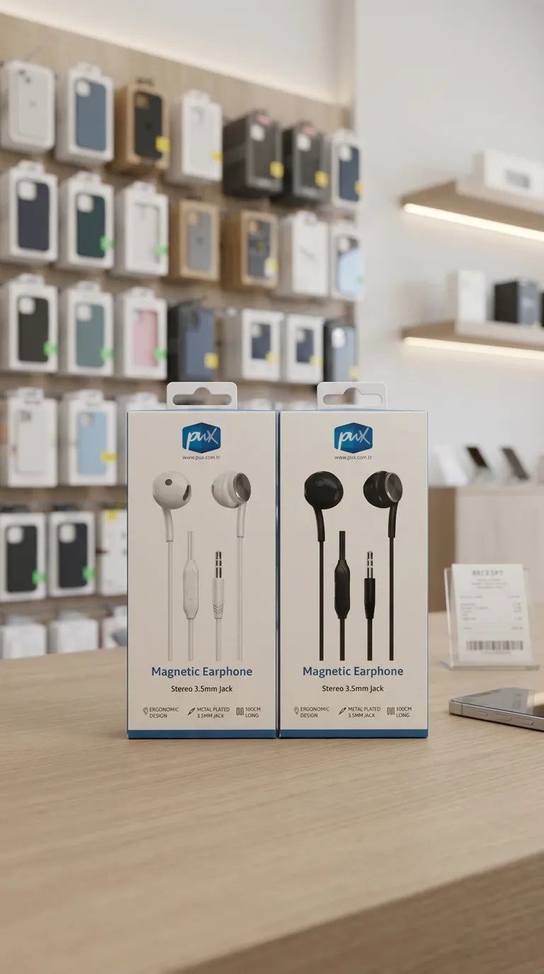 KULAK İÇİ KULAKLIK BEYAZ MIKNATISLI MAGNETİC EARPHONE STEREO 3.5 MM JACK 