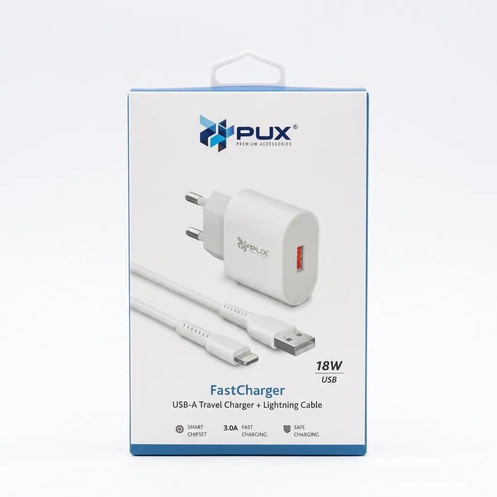 ŞARJ ALETİ - FASTCHARGER - USB-A TRAVEL CHARGER + LİGHTNİNG CABLE - 18W USB -3.0A FAST CHARCING - 100 CM 