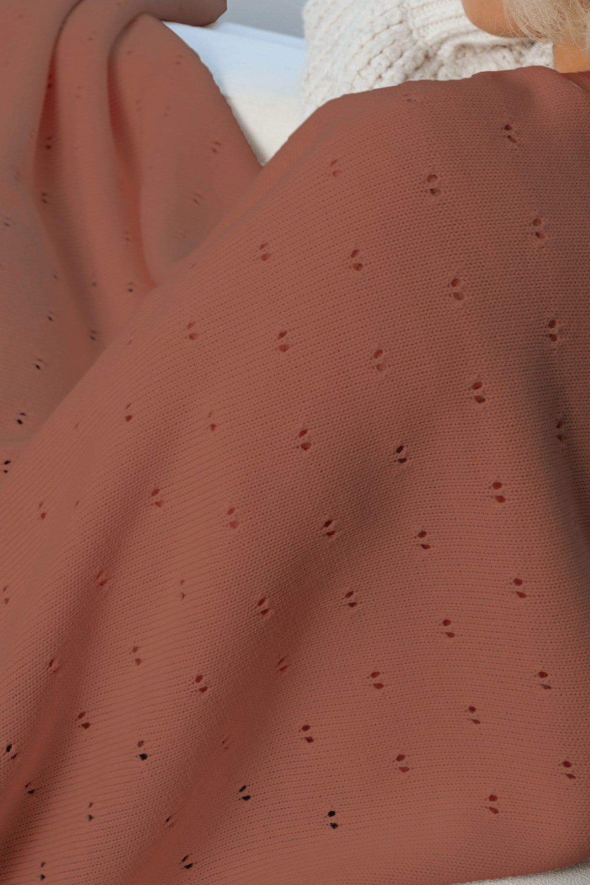 Drop Örme Nefes Alan Hafif Tv Battaniyesi, Koltuk Örtüsü, Ajur Desen