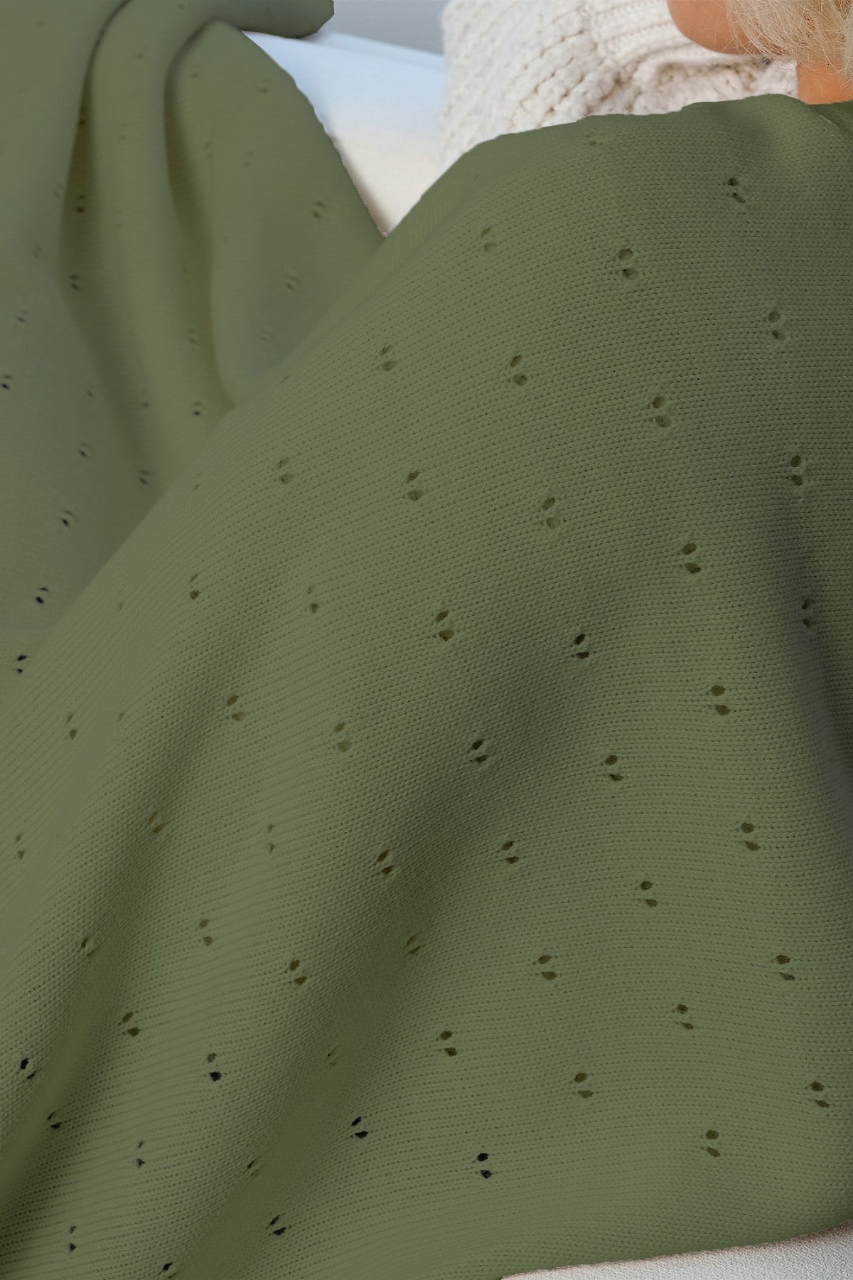 Drop Örme Nefes Alan Hafif Tv Battaniyesi, Koltuk Örtüsü, Ajur Desen