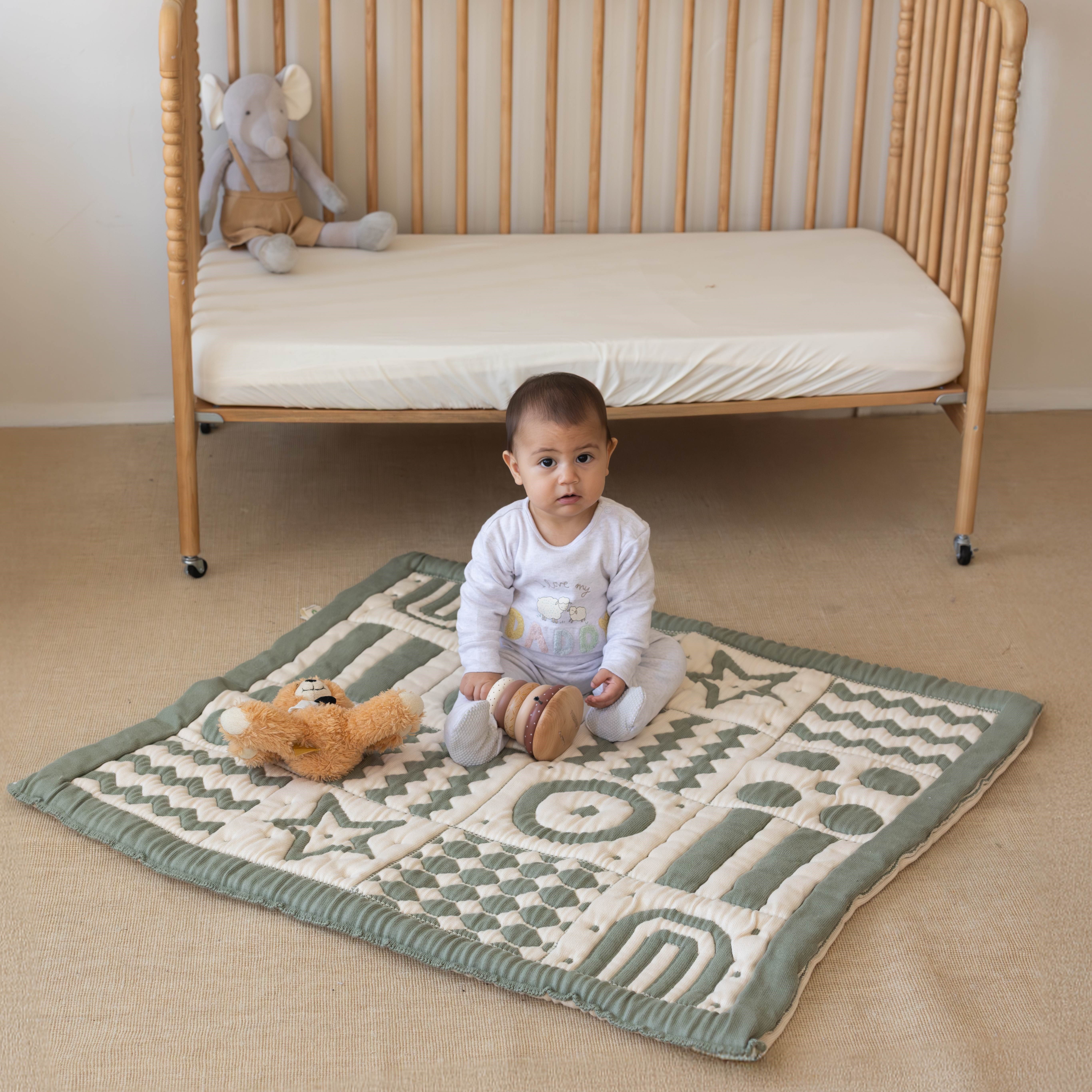 Monti Organik Pamuk Emekleme Minderi, Bebek Oyun Matı, Çift Taraflı Montessori Tasarım 100x100 cm