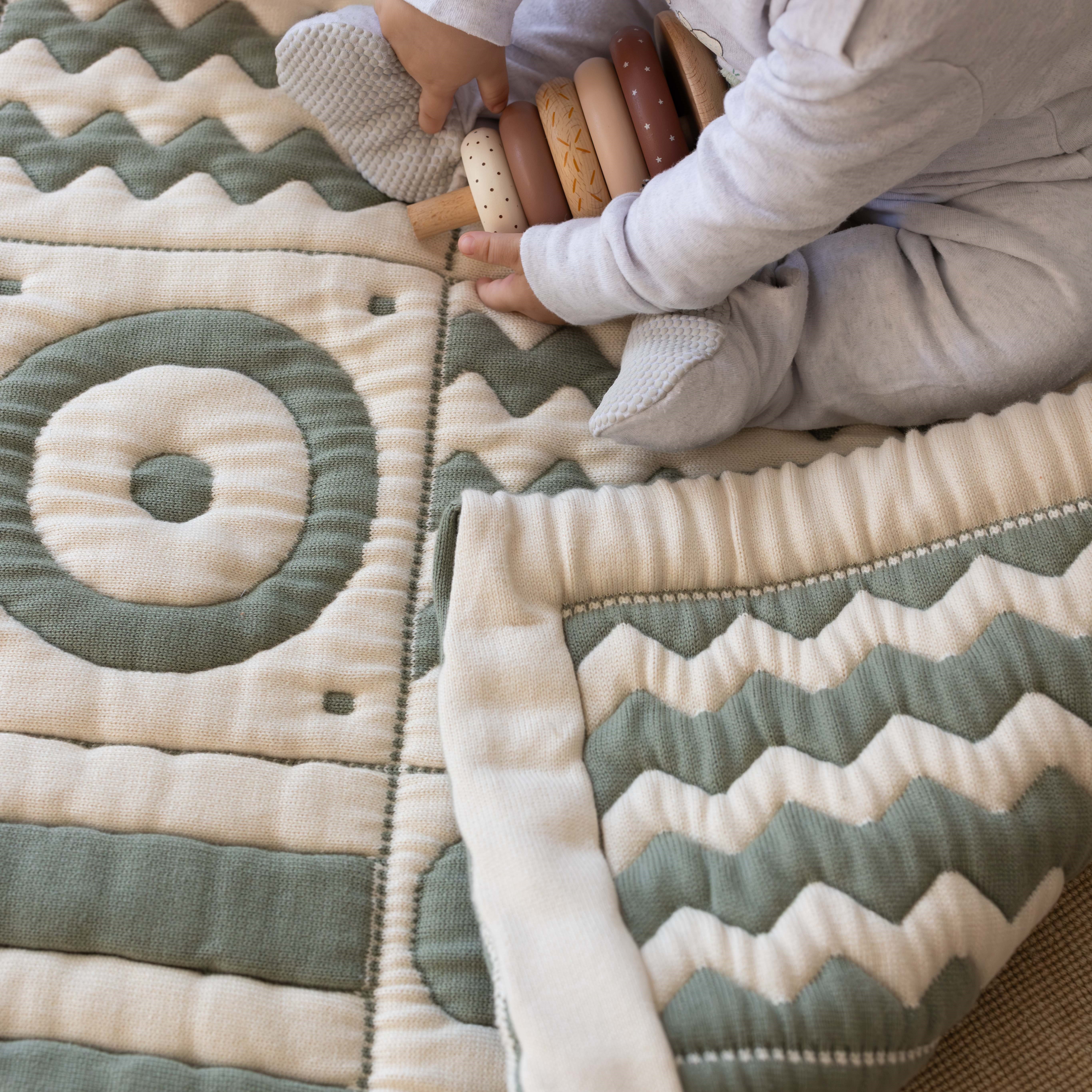 Monti Organik Pamuk Emekleme Minderi, Bebek Oyun Matı, Çift Taraflı Montessori Tasarım 100x100 cm