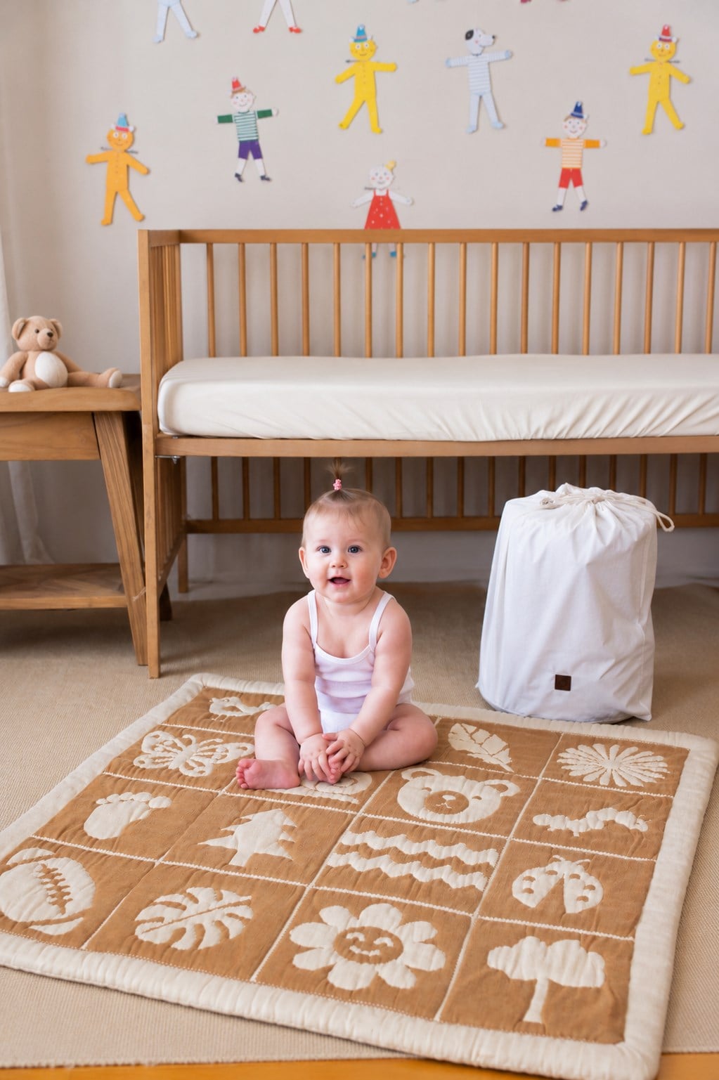 Monti Organik Pamuk Emekleme Minderi, Bebek Oyun Matı, Çift Taraflı Montessori Tasarım 100x100 cm