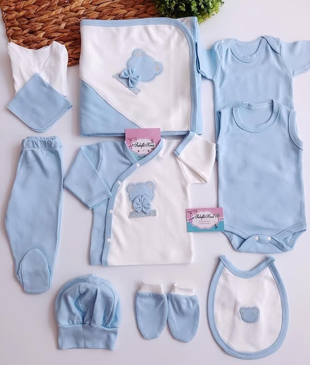 Ayıcık Nakışlı 10Parça Tam Set Hastane Çıkışı