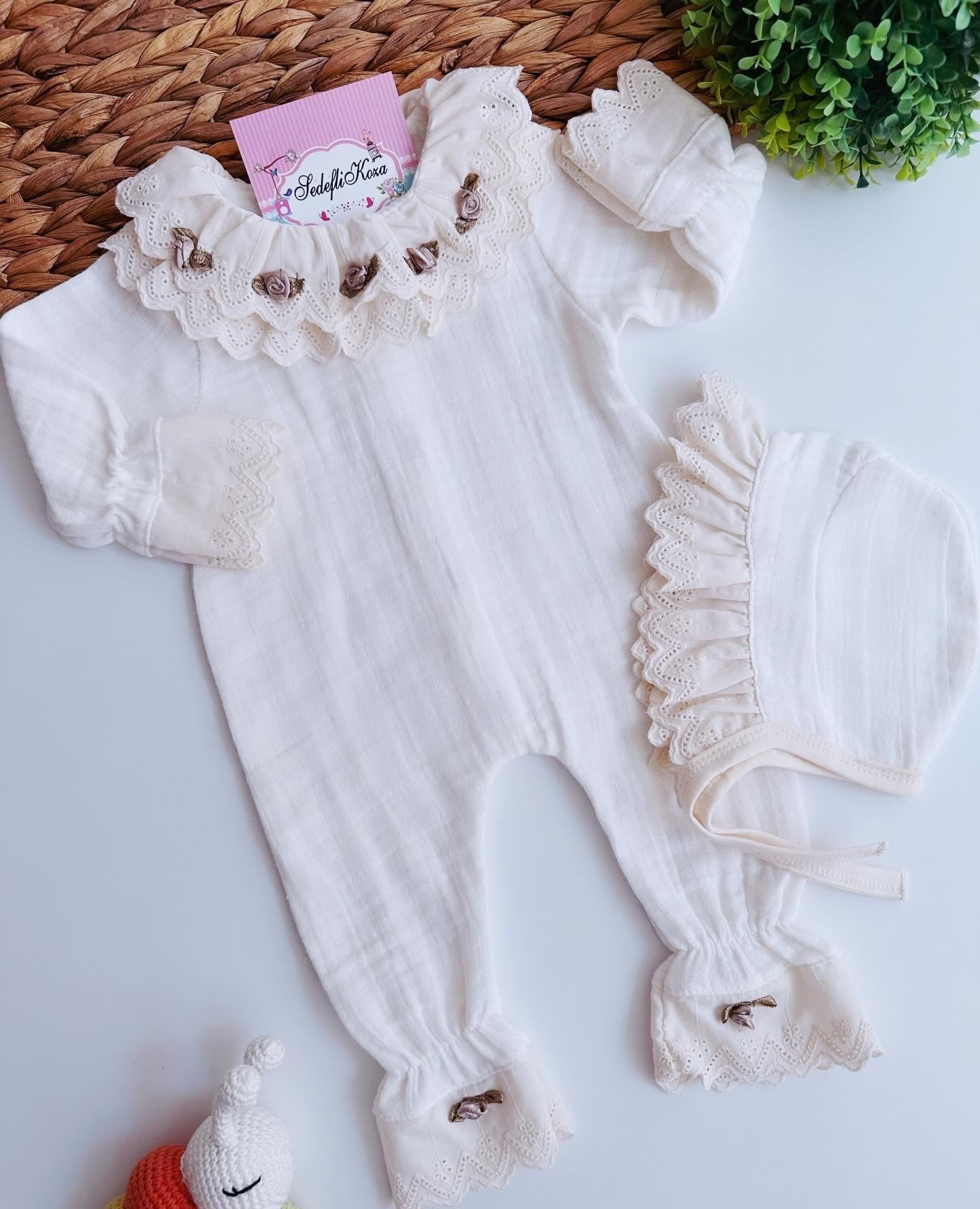 Fistolu şık müslin tulum set