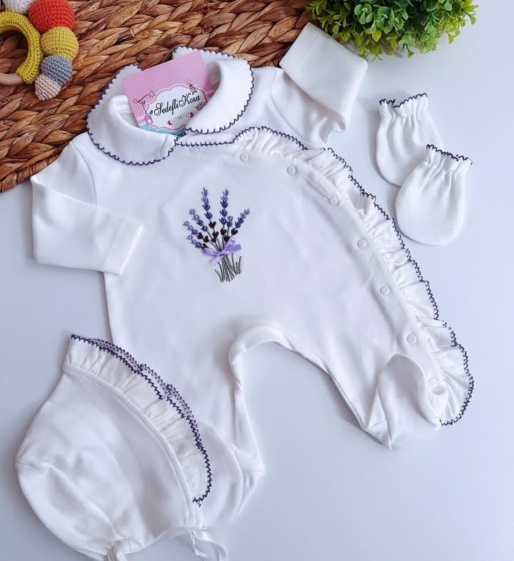 Lavanta Nakışlı Tulum Set