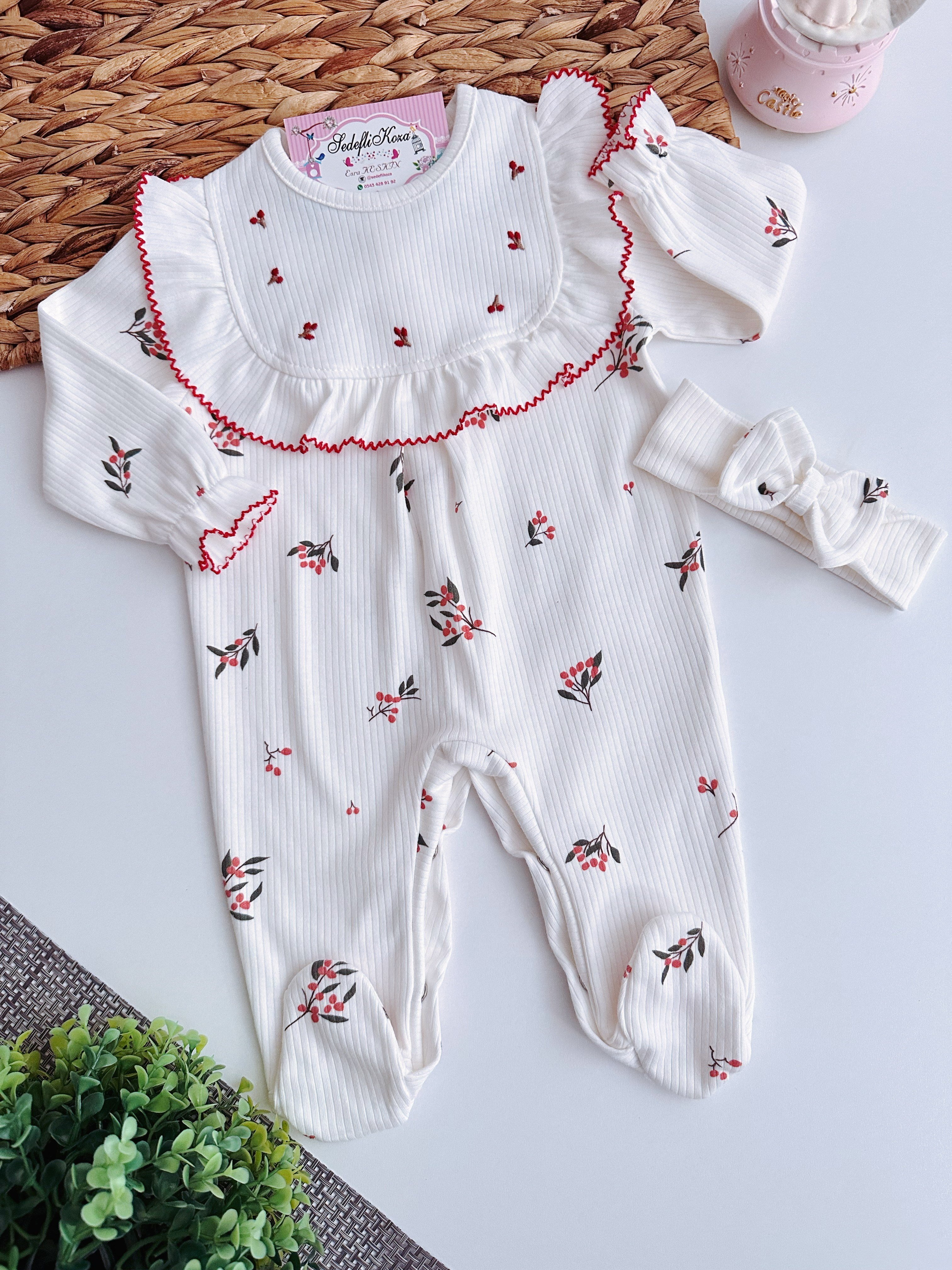 Nakış ve oya detaylı tulum set