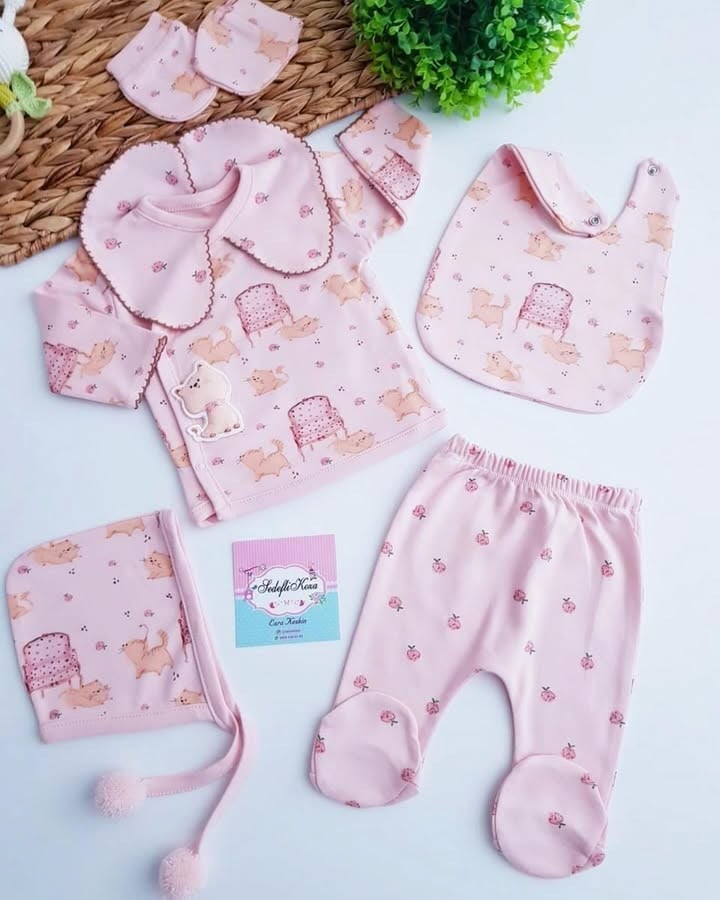 Vintage Ponponlu 5Parça Hastane Çıkışı