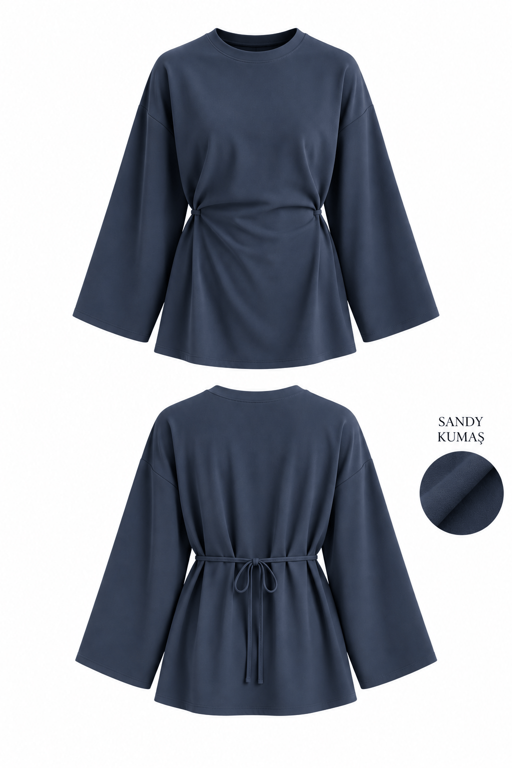 Belden Oturtmalı Oysh Bluz (lacivert)