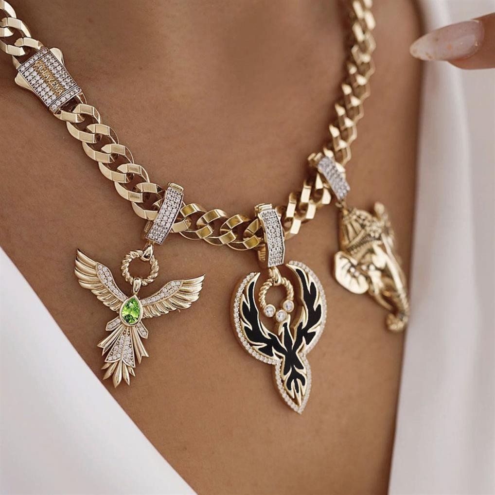 Anka Kuşu Zümrüt Taşlı Charm