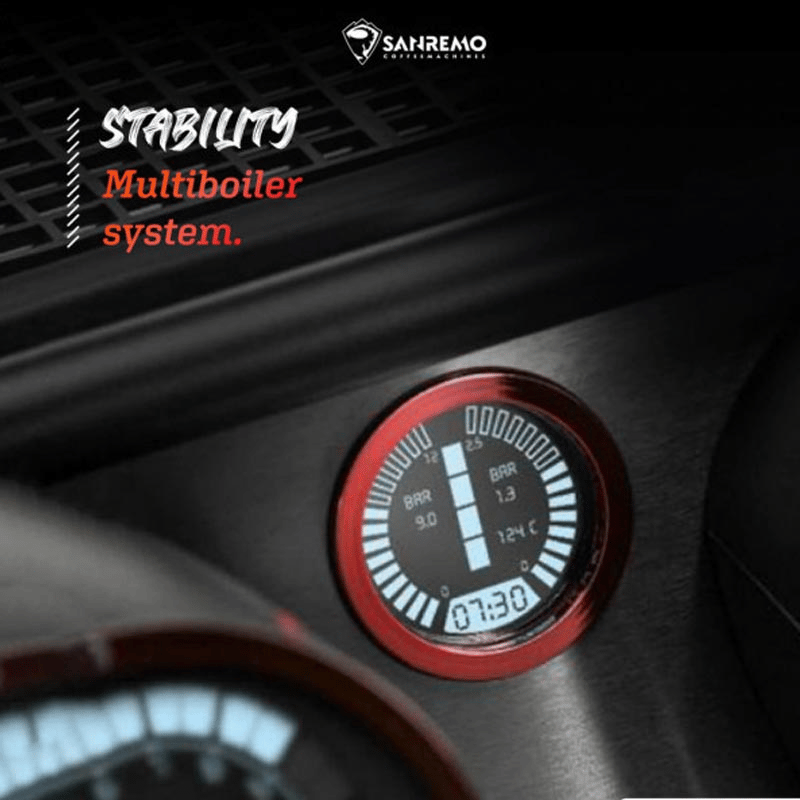 Sanremo Racer Naked Multiboiler Tam Otomatik Espresso Kahve Makinesi, 2 Gruplu, Siyah