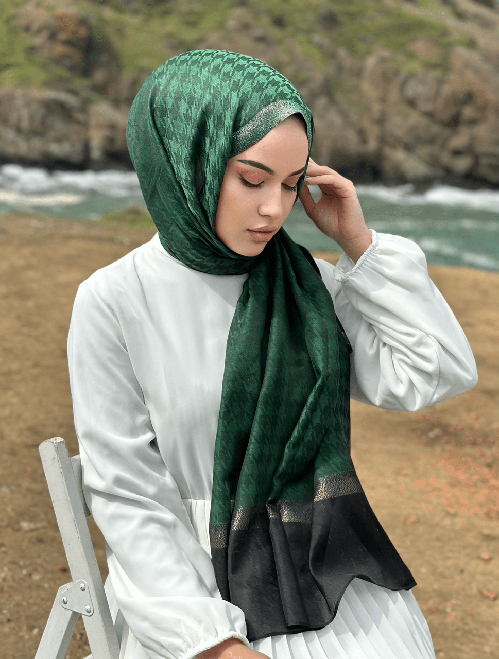 kaz ayağı ipek zümrüt