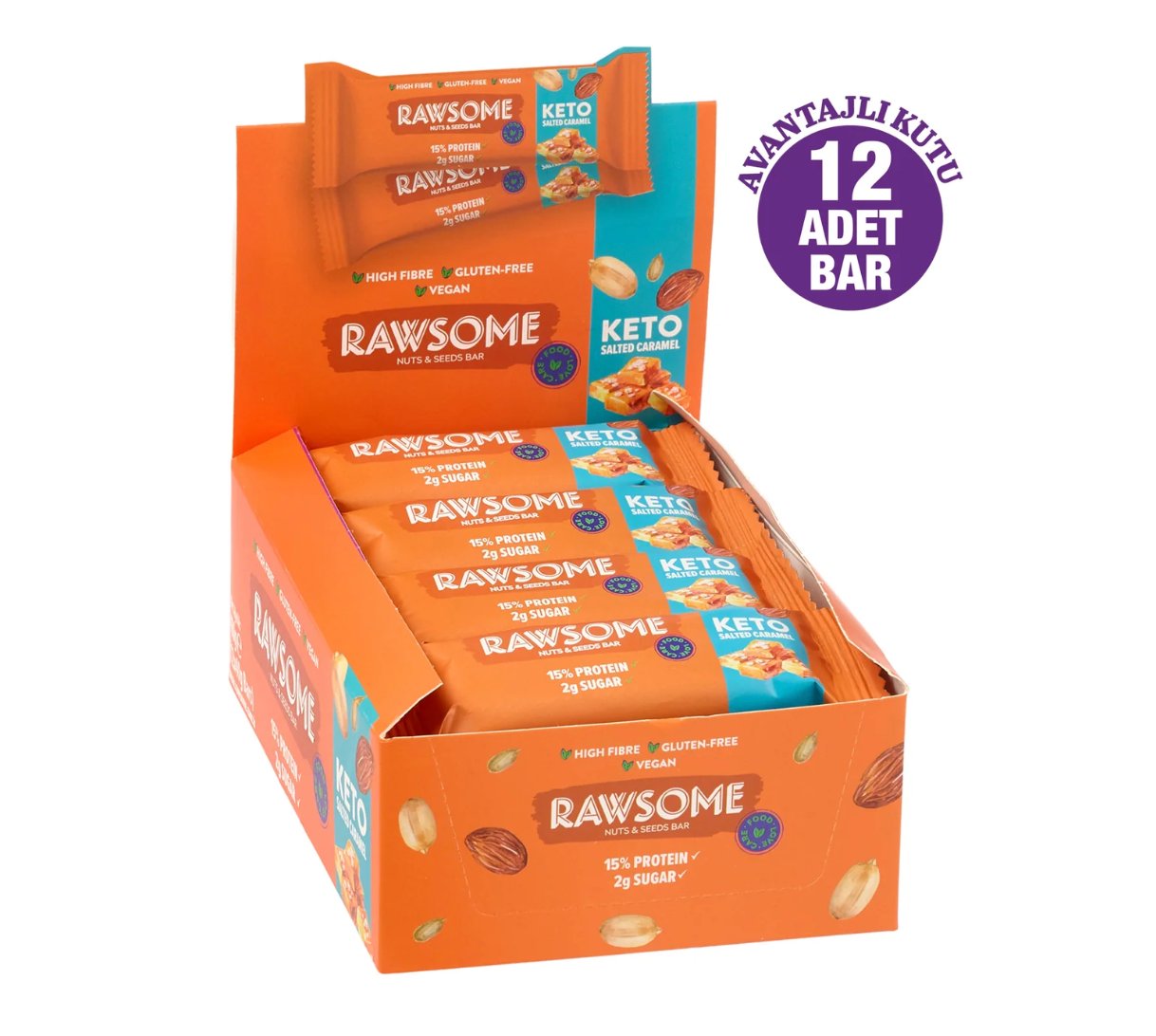 Rawsome Ketojenik Salted Caramel Protein Bar 40g x 12 Adet