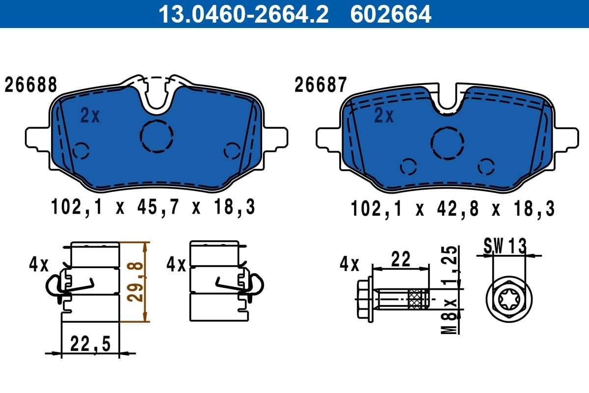 ATE 13 0460 2664 2 Fren Balatası 34208834998 uygun fiyat hızlı kargo