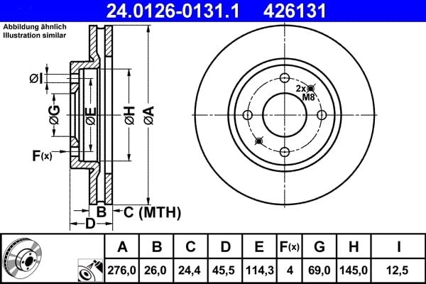 ATE 24 0126 0131 1 Fren Diski MR510741 uygun fiyat hızlı kargo