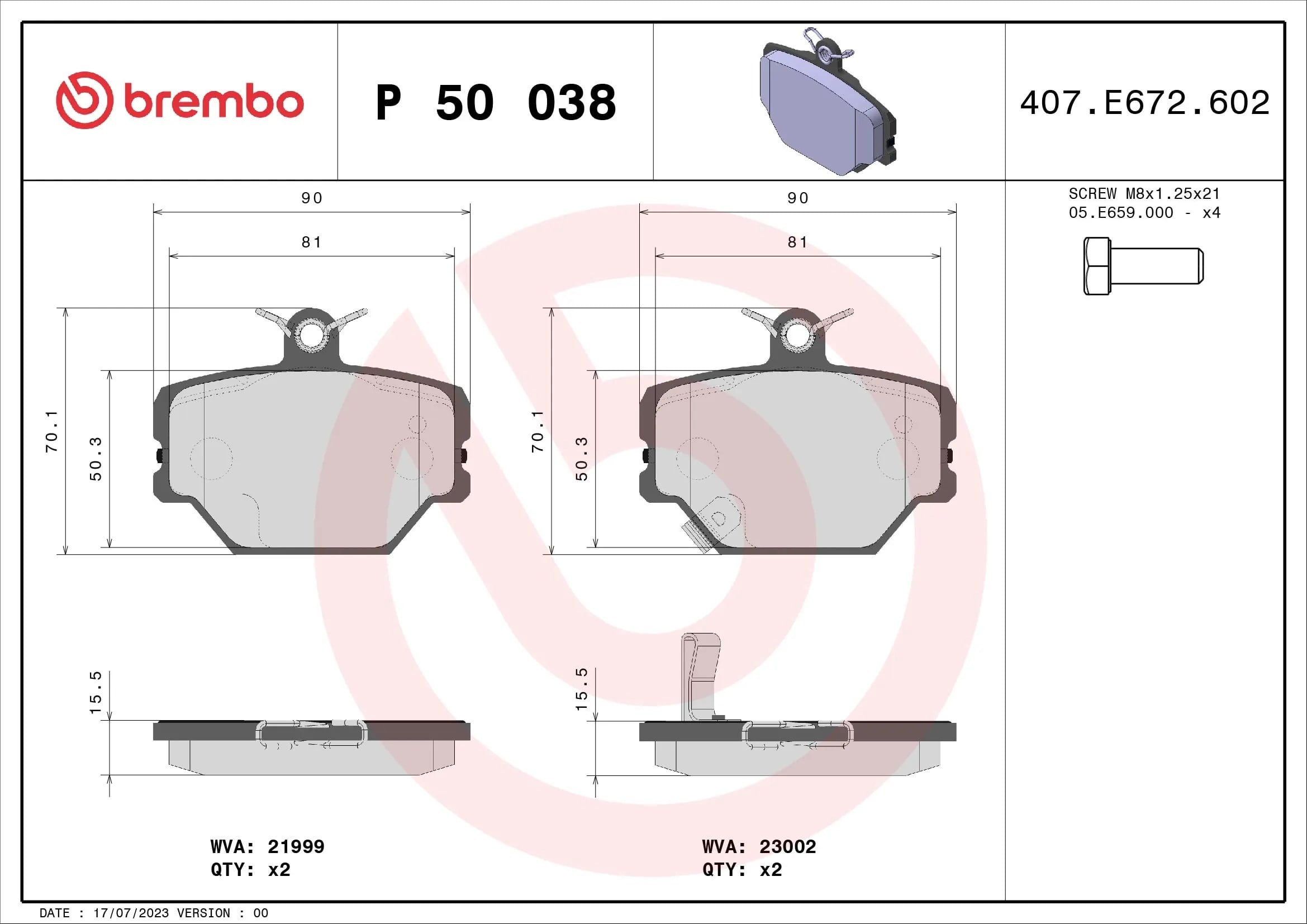 BREMBO P 50 038 Fren Balatası 0001431V002000000 uygun fiyat hızlı kargo