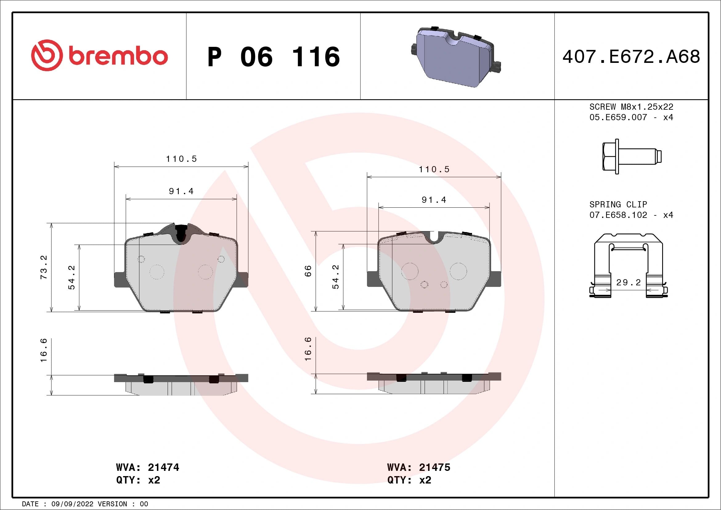 BREMBO P 06 116 Fren Balatası 04466WAA03 uygun fiyat hızlı kargo