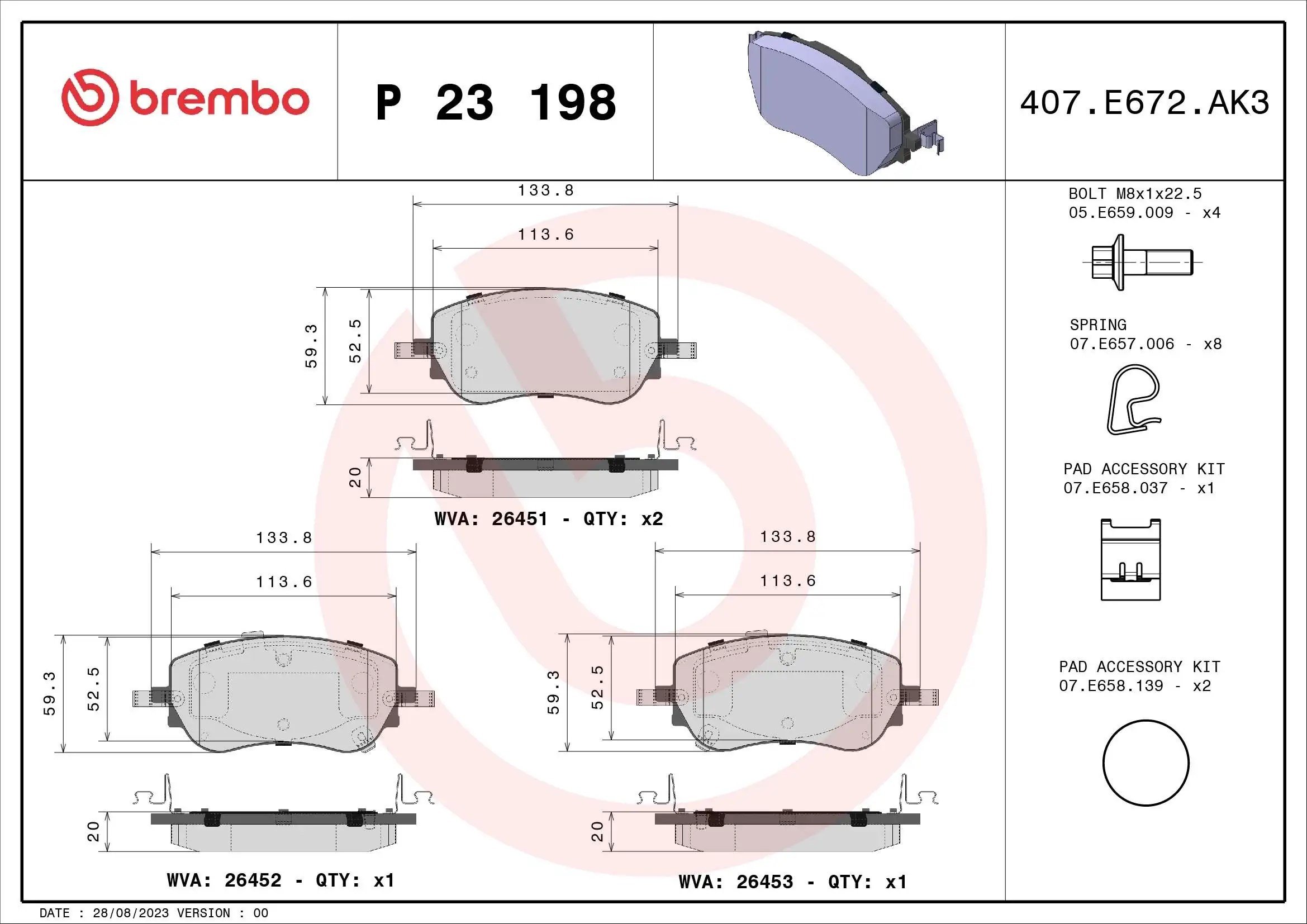 BREMBO P23198 Fren Balatası 77368941 uygun fiyat hızlı kargo