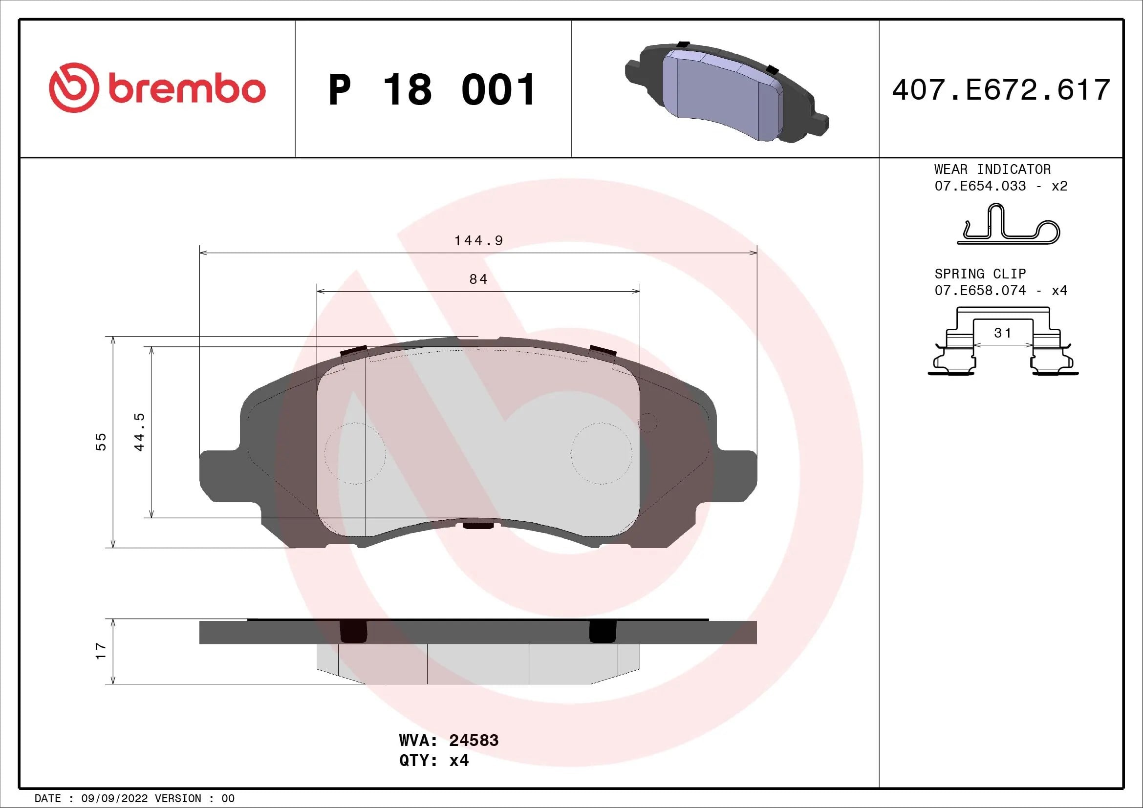 BREMBO P18001 Fren Balatası 05191231AA uygun fiyat hızlı kargo