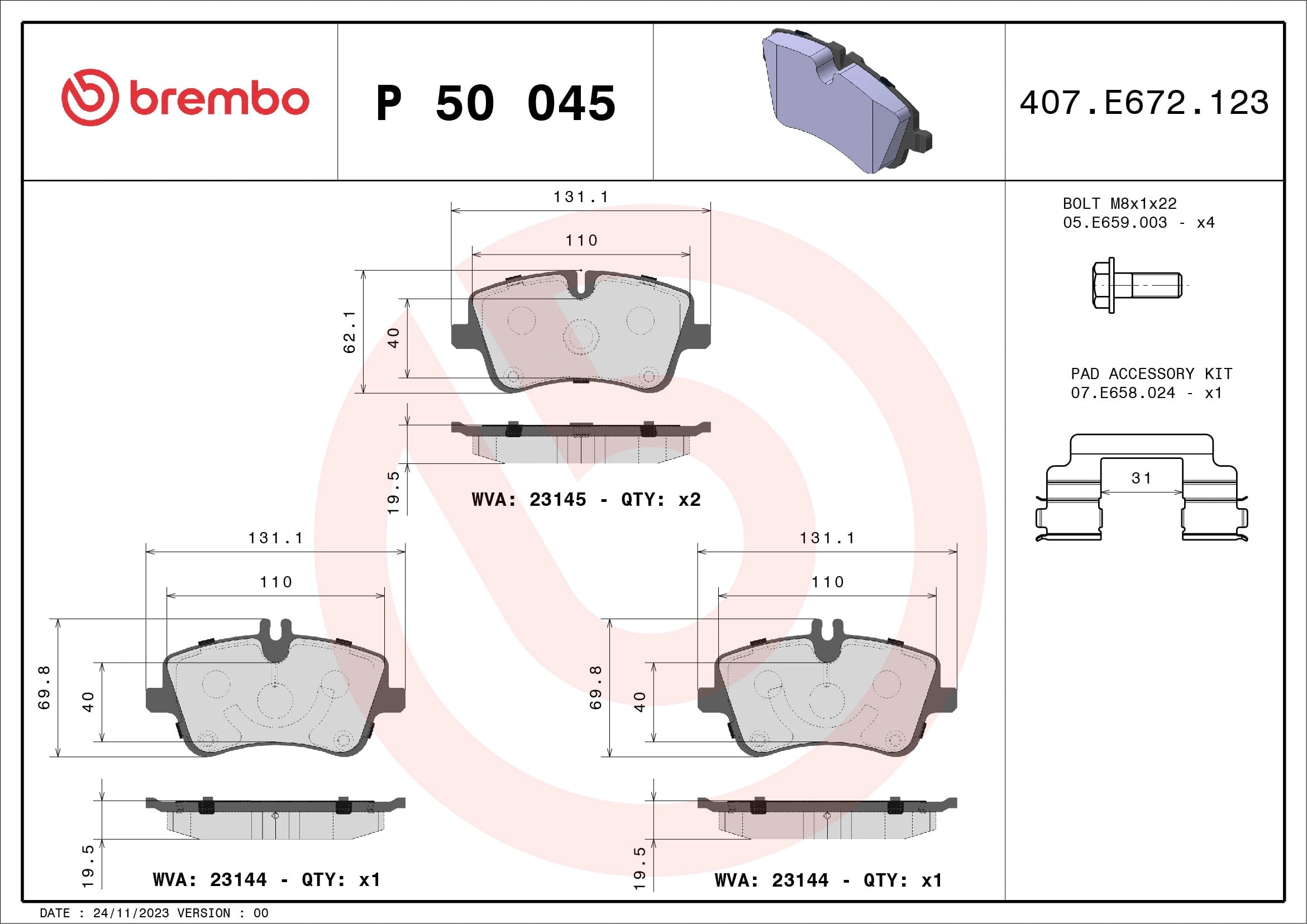 BREMBO P 50 045 Fren Balatası 0034202520 uygun fiyat hızlı kargo