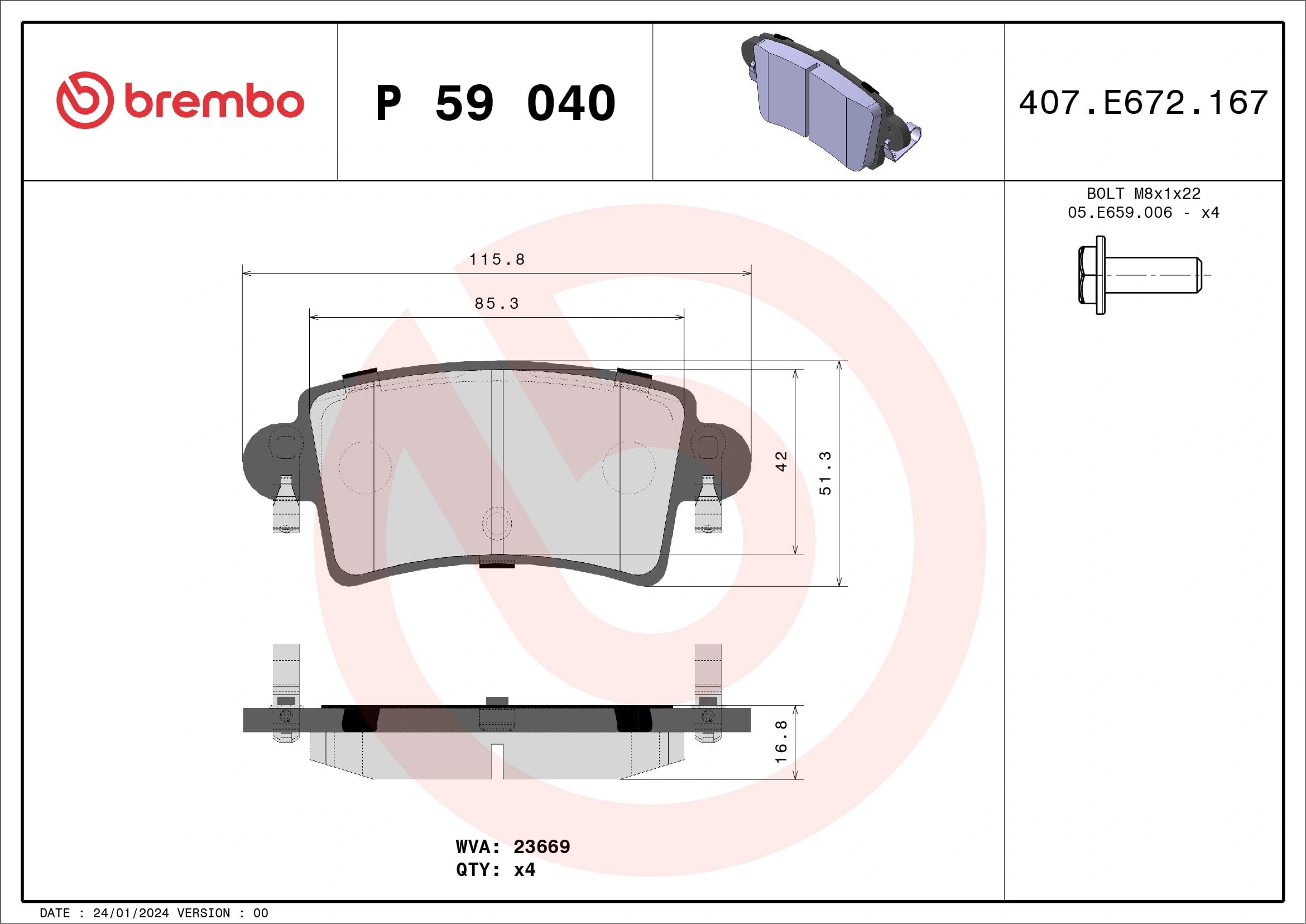 BREMBO P 59 040 Fren Balatası 1605982 uygun fiyat hızlı kargo