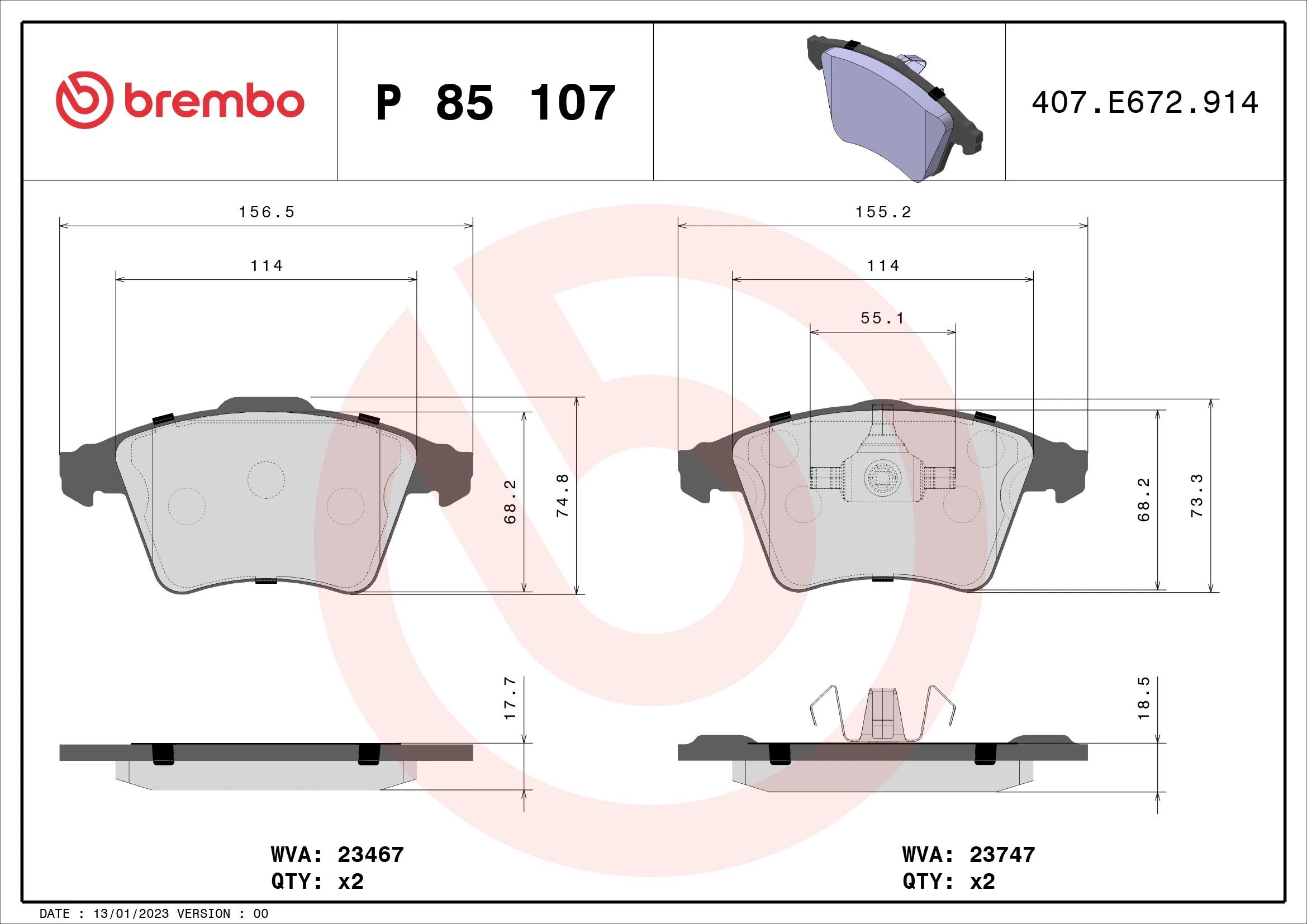BREMBO P85107 Fren Balatası 7H0698151C uygun fiyat hızlı kargo