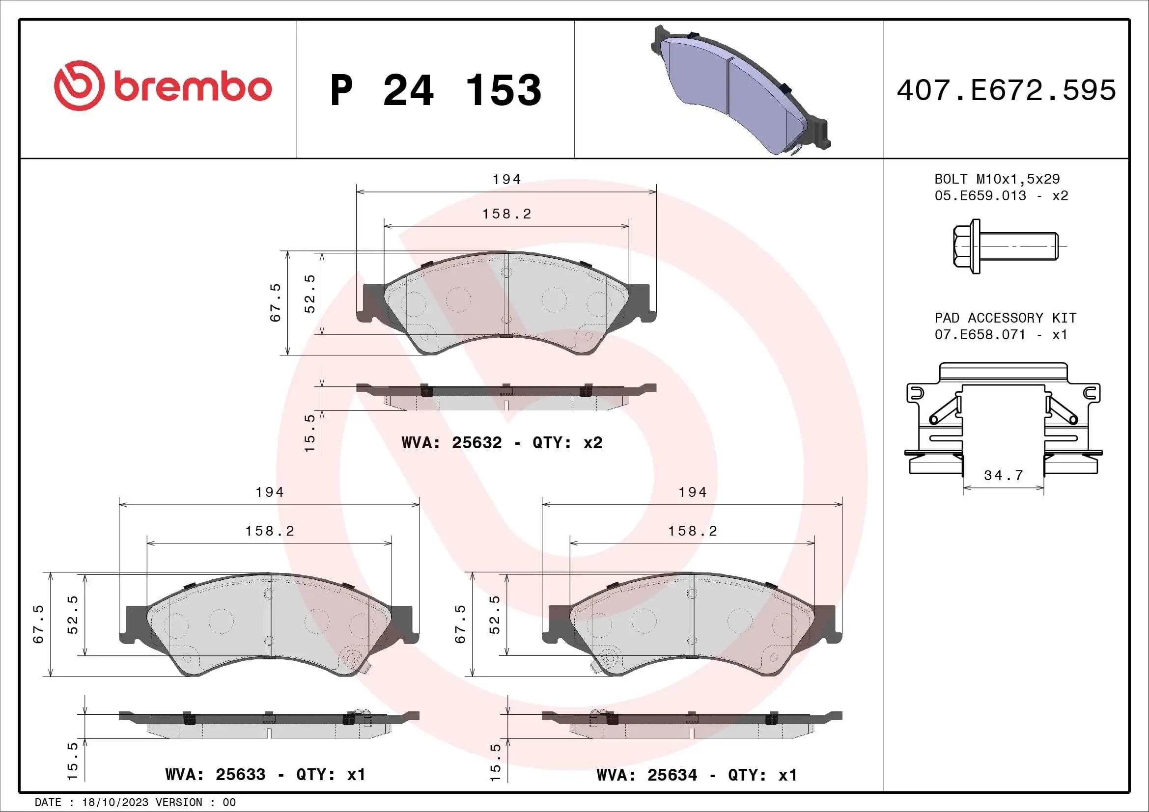 BREMBO P 24 153 Fren Balatası 1723410 uygun fiyat hızlı kargo