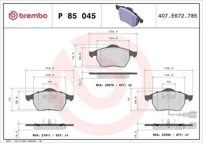 BREMBO P 85 045 Fren Balatası 1J0698151M uygun fiyat hızlı kargo