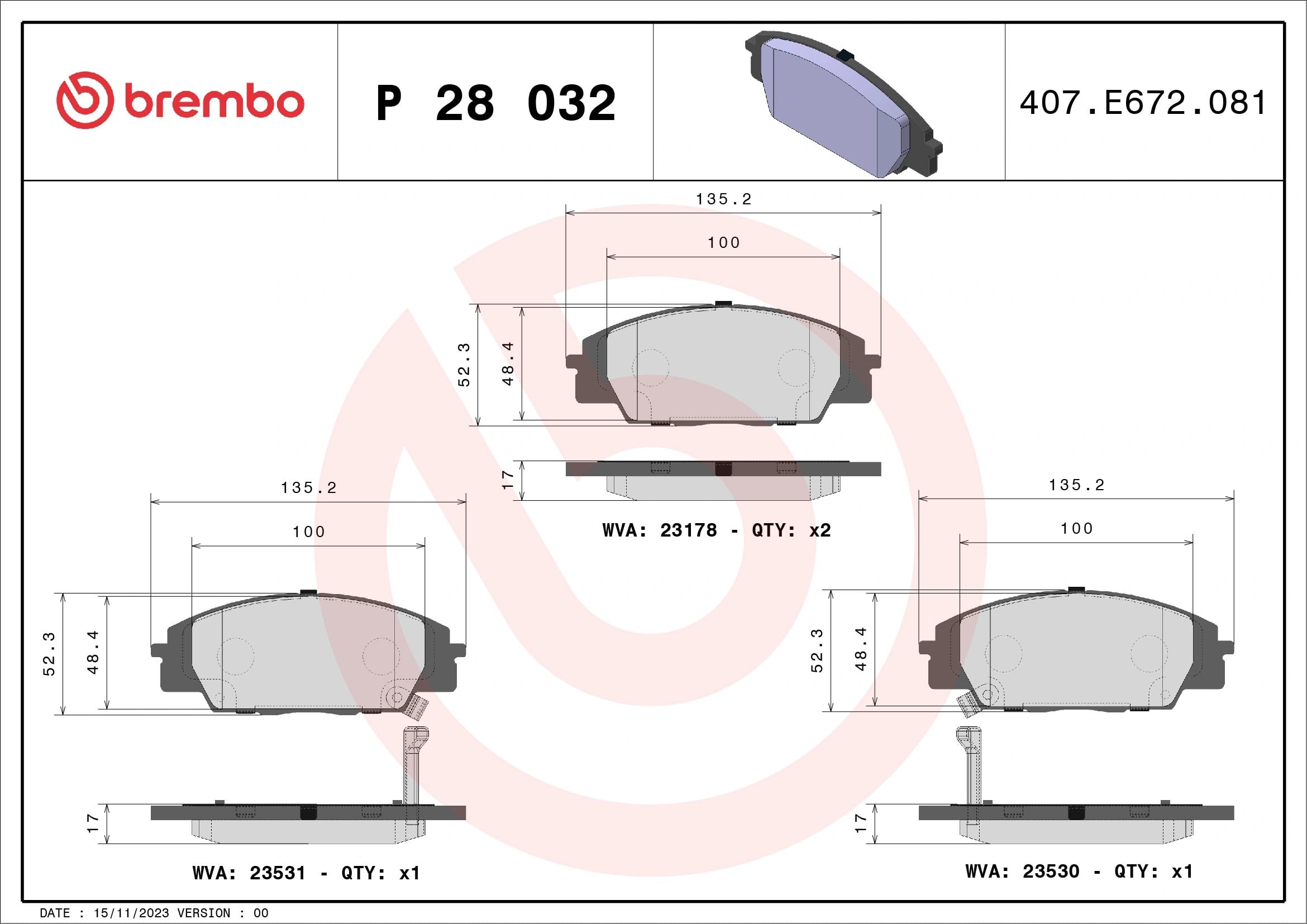 BREMBO P 28 032 Fren Balatası 06450S0AJ10 uygun fiyat hızlı kargo